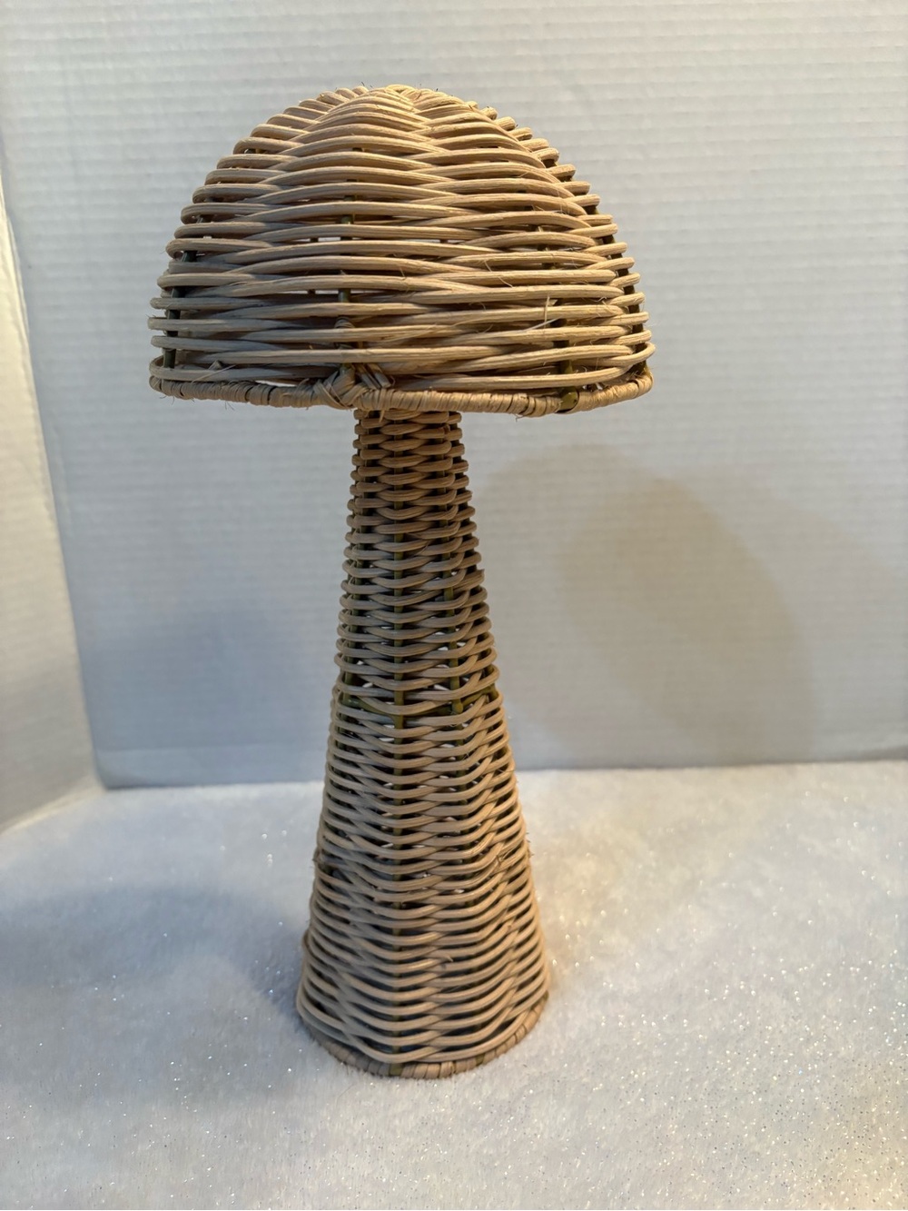 Woven Rattan Mushroom Sculpture - Natural Brown Home Art
